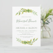 Mooie zomer groene reherseal diner uitnodiging (Staand voorkant)