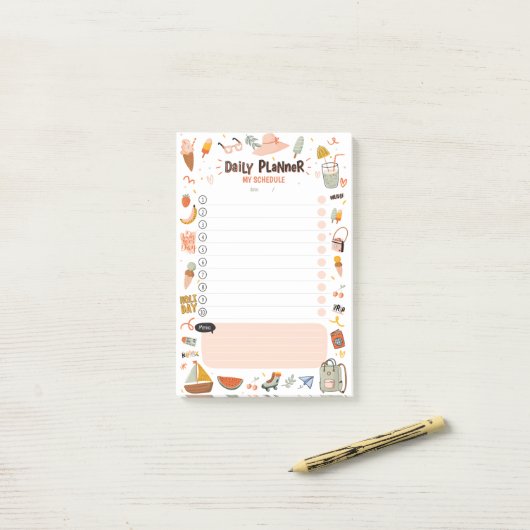 Mooie Zomer Illustratie Dagelijkse Planner Post-it® Notes (Op bureau)