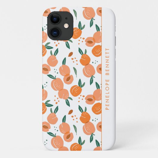 Mooie Zomer Perzik Patroon | Monogram Case-Mate iPhone Case (Achterkant)