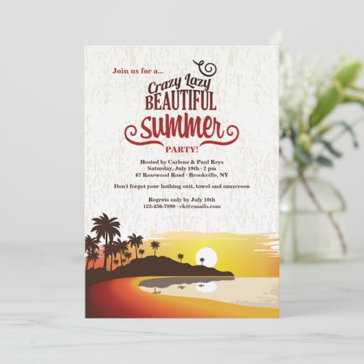 Mooie zomer uitnodiging (Staand voorkant)