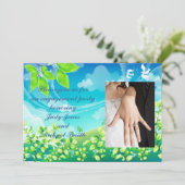 Mooie zomer verlovingsfeest uitnodiging (Staand voorkant)