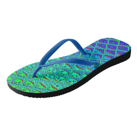 Mooie zomerblauwe golven, uniek aangepast patroon teenslippers (Schuin)
