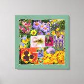 Mooie zomerbloemen en insecten Collage Canvas Afdruk (Voorkant)