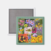 Mooie zomerbloemen en insecten Collage Magneet (Voorkant / Achterkant)