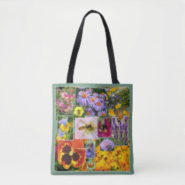 Mooie zomerbloemen en insecten Collage Tote Bag