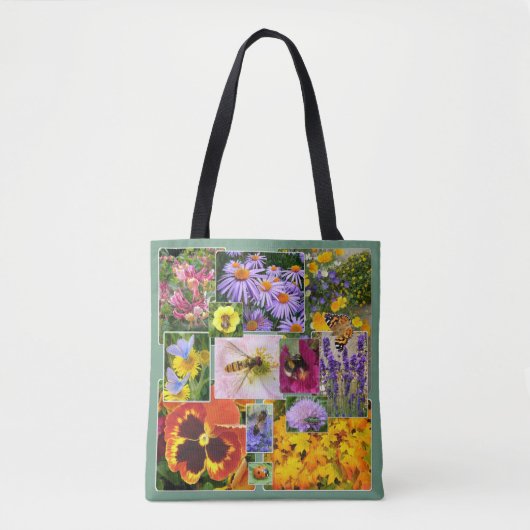 Mooie zomerbloemen en insecten Collage Tote Bag (Voorkant)