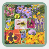 Mooie zomerbloemen en insecten Collage Vierkante Sticker (Voorkant)