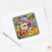 Mooie zomerbloemen en insecten Collage Vierkante Sticker (Envelop)