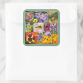 Mooie zomerbloemen en insecten Collage Vierkante Sticker (Tas)