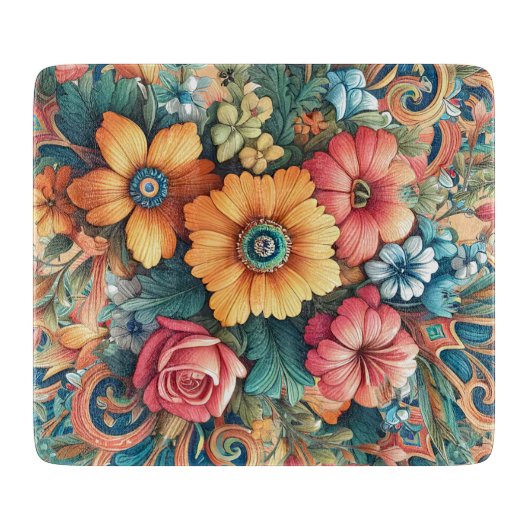Mooie zomerbloemen snijplank (Voorkant)