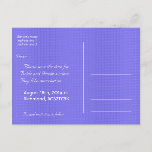 mooie zomerbloemen voor de blauwe tuin , met uitzo aankondigingskaart (Achterkant)