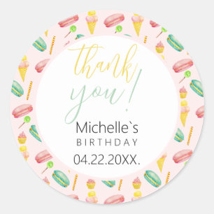 Mooie Zomerfeest Watercolor Illustratie Patroon Ronde Sticker