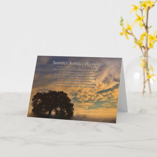 Mooie zomerreces met eikenboom en gedicht kaart (Gele Bloem)