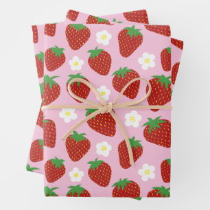 Mooie zomerse aardbeienpatroon inpakpapier vel