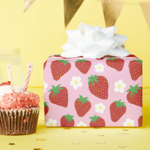 Mooie zomerse aardbeipatroon cadeaupapier
