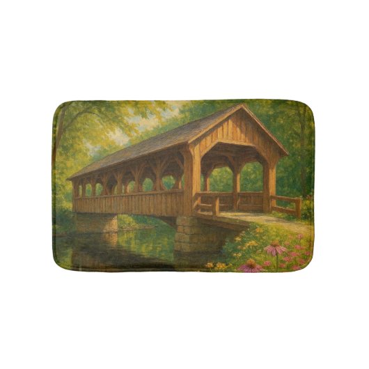 Mooie zomerse overdekte brug kunst badmat (Voorkant)