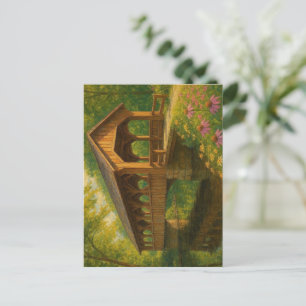 Mooie zomerse overdekte brug kunst briefkaart