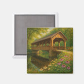Mooie zomerse overdekte brug kunst magneet (Voorkant / Achterkant)