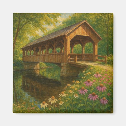 Mooie zomerse overdekte brug kunst magneet (Voorkant)