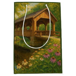 Mooie zomerse overdekte brug kunst medium cadeauzakje