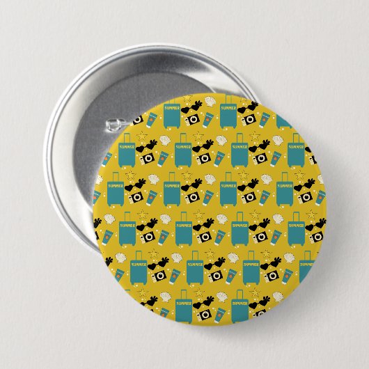 Mooie zomervakantie-elementen knop ronde button 7,6 cm (Voorkant /achterkant)