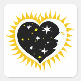 MOOIE ZON EN MAAN LIEFDE HART STICKER