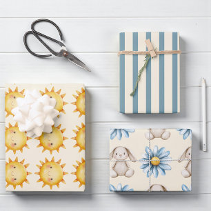 Mooie Zon Konijn Bloem Patroon Cadeaupapier