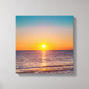 Mooie zon over de oceaan canvas afdruk
