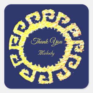 Mooie Zon Tekening op Navy Blue Bedankt Vierkante Sticker