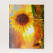 Mooie zonnebloem bij zonsondergang legpuzzel (Verticaal)