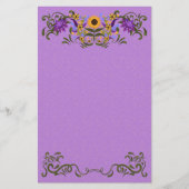 Mooie Zonnebloem Bloemen wervelt licht Paarse Briefpapier (Voorkant)