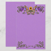 Mooie Zonnebloem Bloemen wervelt licht Paarse Briefpapier (Voorkant / Achterkant)