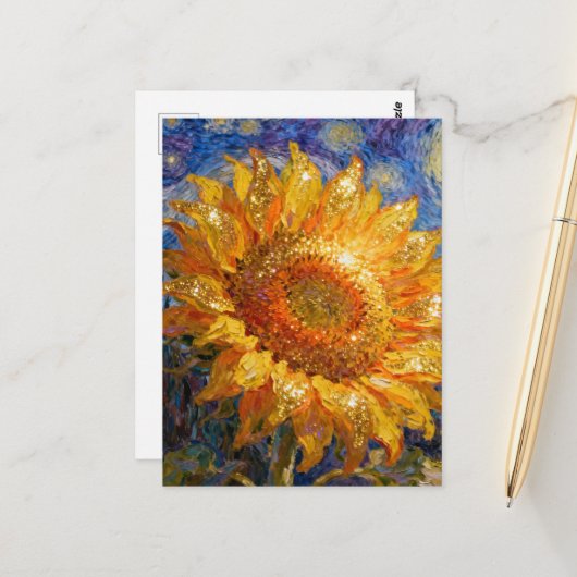 Mooie Zonnebloem Briefkaart (Voorkant / Achterkant in situ)