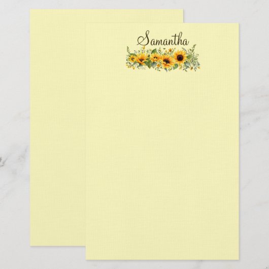 Mooie zonnebloem briefpapier (Voorkant / Achterkant)