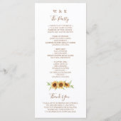 Mooie, Zonnebloem bruiloft Programmakaart (Achterkant)