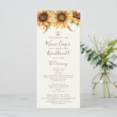 Mooie, Zonnebloem bruiloft Programmakaart (Staand voorkant)