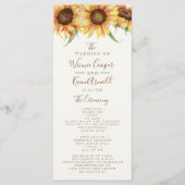 Mooie, Zonnebloem bruiloft Programmakaart (Voorkant)