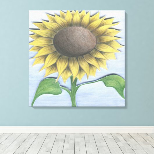 Mooie zonnebloem canvas afdruk (Insitu (Houten vloer))
