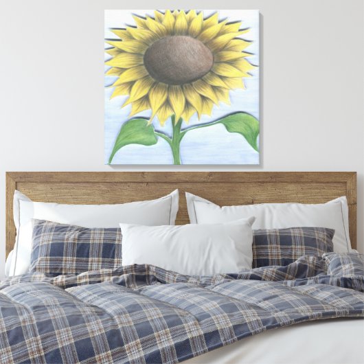 Mooie zonnebloem canvas afdruk (Insitu (Slaapkamer))