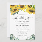Mooie zonnebloem Eucalyptus Greenery Wedding Kaart (Voorkant)