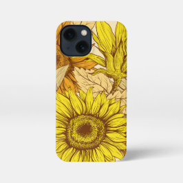 Mooie Zonnebloem geïnspireerde Slim Fit iPhone Cas 13 Mini Hoesje
