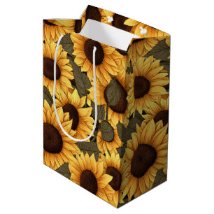 Mooie Zonnebloem Illustratie All Over Print Medium Cadeauzakje