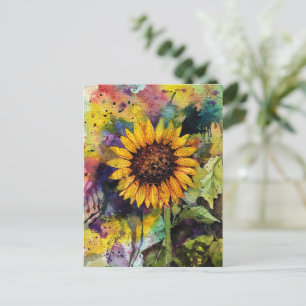 Mooie zonnebloem in Waterverf Briefkaart