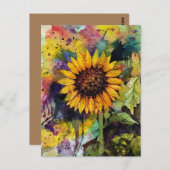 Mooie zonnebloem in Waterverf Briefkaart (Voorkant / Achterkant)