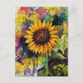 Mooie zonnebloem in Waterverf Briefkaart (Voorkant)
