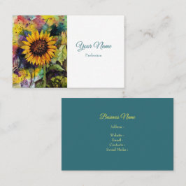 Mooie zonnebloem in Waterverf Visitekaartje