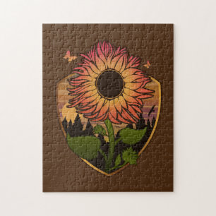 Mooie zonnebloem legpuzzel