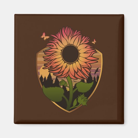 Mooie zonnebloem magneet (Voorkant)