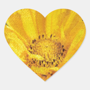 Mooie zonnebloem met donkerbruine achtergrond hart sticker