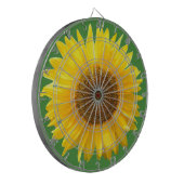 Mooie zonnebloem op groen dartbord (Voorkant Links)